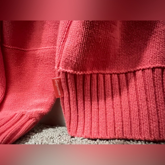 SUPREME Tonal Checkerboard Small Box Sweater Coral Sz Large - Picture 4 of 8